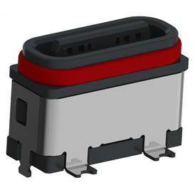 XB-TYPE C 3P-16 立贴防水母座H=6.80mm(带钢片)(全塑U型)